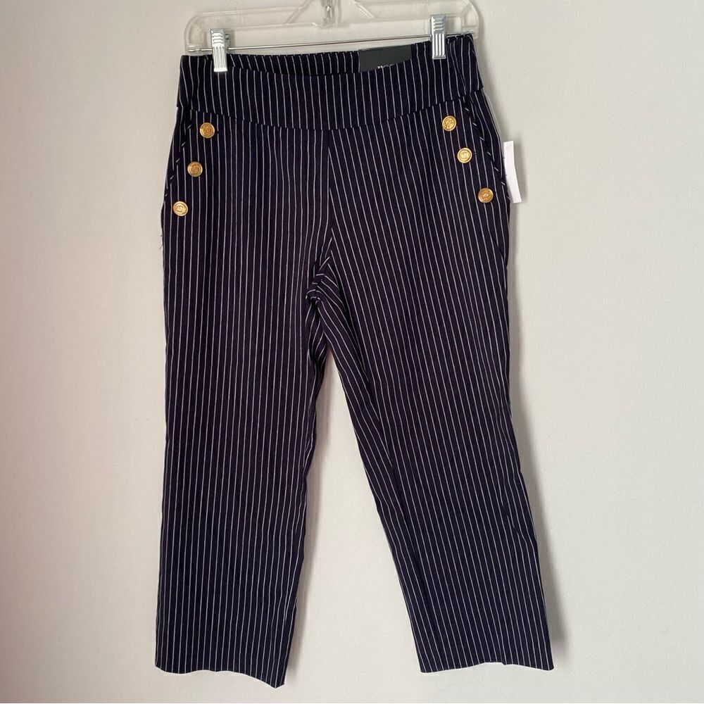 Roz & Ali Women’s Classic Fit Pin Striped Classic Fit Cropped Pants